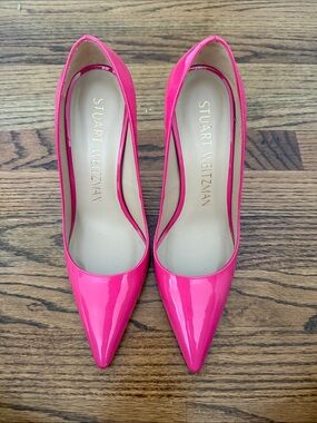 Stuart Weitzman Hot Pink Patent Pointed-Toe Pumps